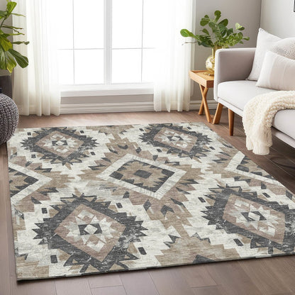 Machine Washable Indoor/Outdoor Chantille Taupe 8' x 10' Rug
