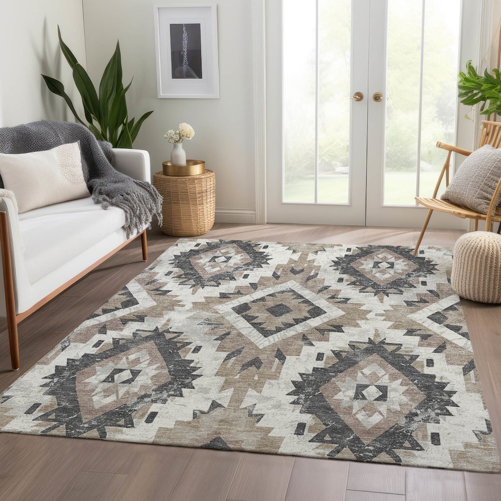 Machine Washable Indoor/Outdoor Chantille Taupe 8' x 10' Rug