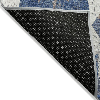 Machine Washable Indoor/Outdoor Chantille Blue 3' x 5' Rug