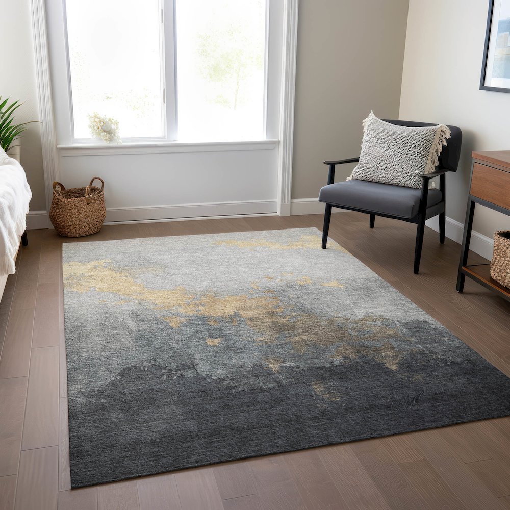 Machine Washable Indoor/Outdoor Chantille Gold 8' x 10' Rug
