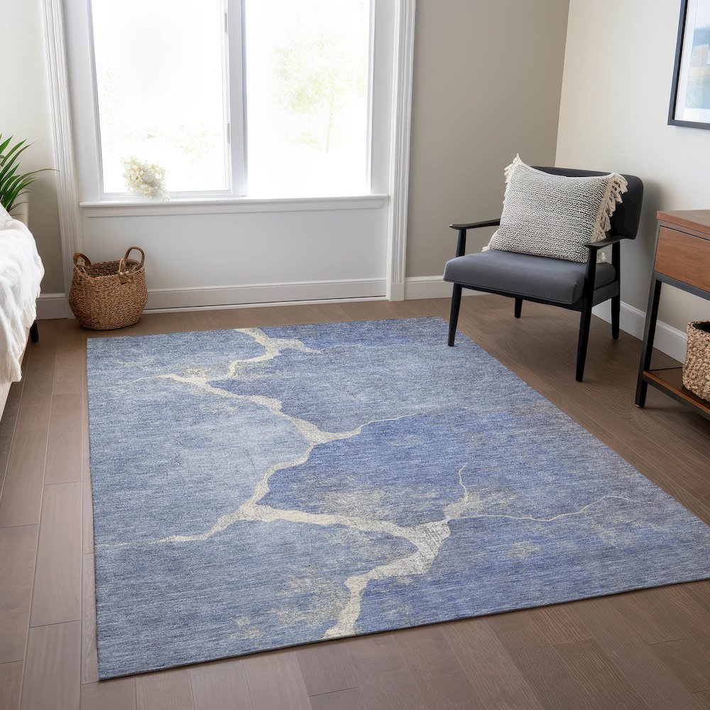 Machine Washable Indoor/Outdoor Chantille Denim 8' x 10' Rug