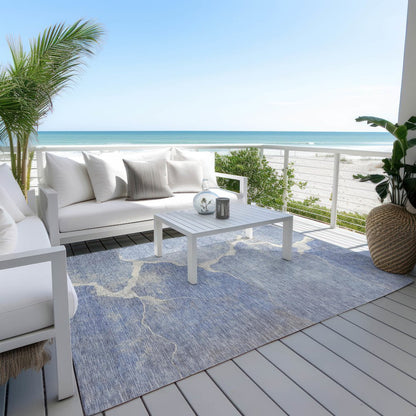 Machine Washable Indoor/Outdoor Chantille Denim 8' x 10' Rug