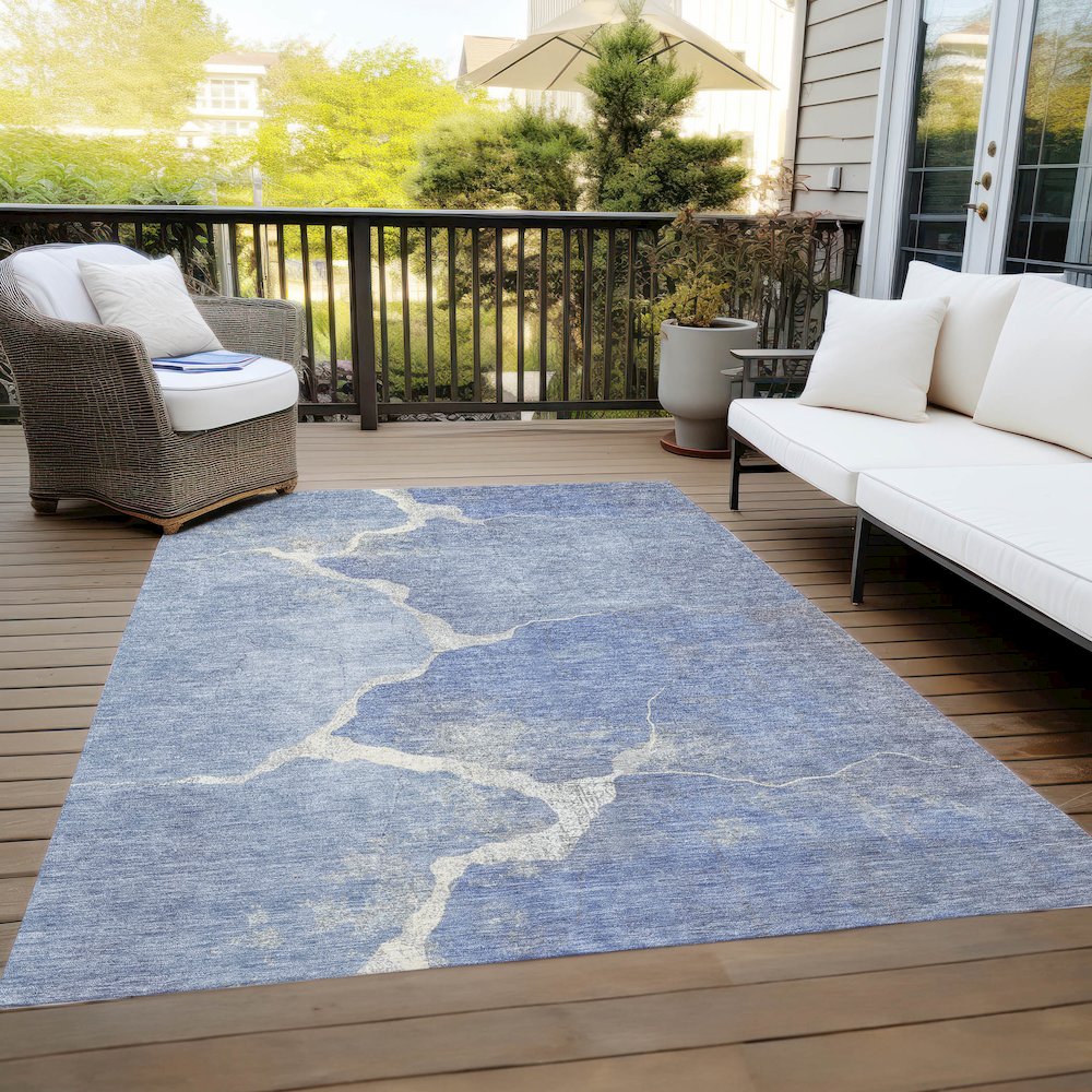 Machine Washable Indoor/Outdoor Chantille Denim 8' x 10' Rug