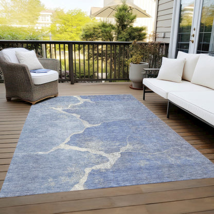 Machine Washable Indoor/Outdoor Chantille Denim 8' x 10' Rug