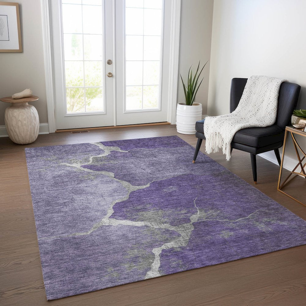 Machine Washable Indoor/Outdoor Chantille Purple 8' x 10' Rug