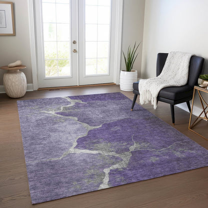 Machine Washable Indoor/Outdoor Chantille Purple 8' x 10' Rug