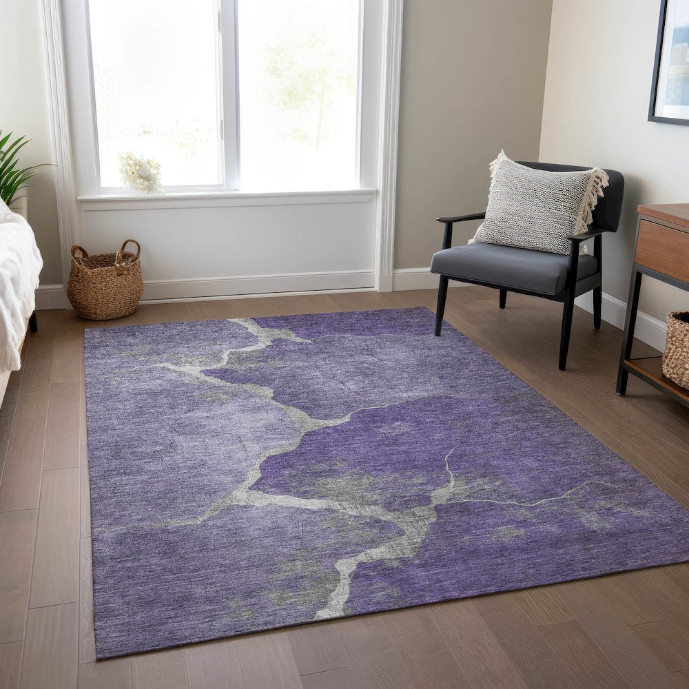 Machine Washable Indoor/Outdoor Chantille Purple 8' x 10' Rug