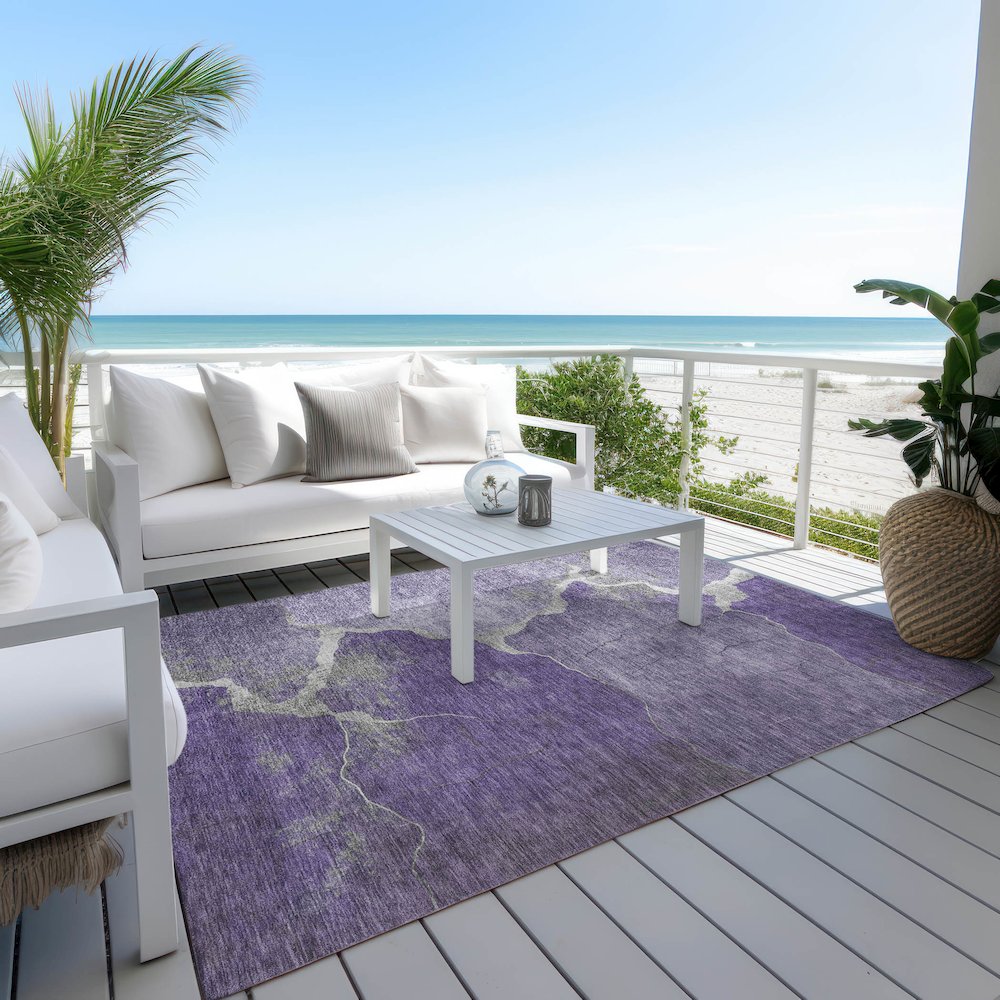Machine Washable Indoor/Outdoor Chantille Purple 8' x 10' Rug
