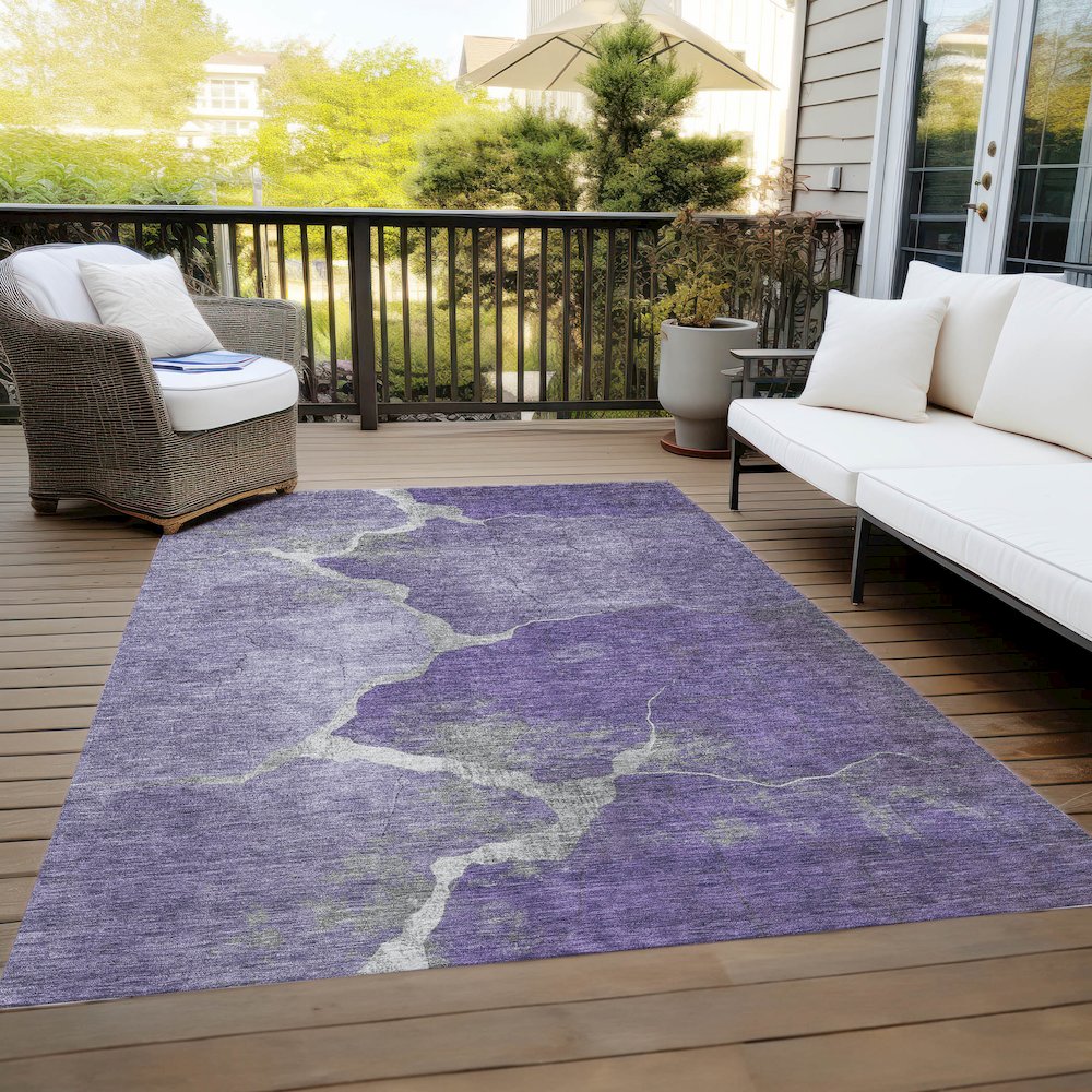 Machine Washable Indoor/Outdoor Chantille Purple 8' x 10' Rug