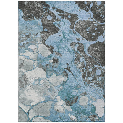 Machine Washable Indoor/Outdoor Chantille Blue 8' x 10' Rug