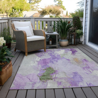 Machine Washable Indoor/Outdoor Chantille Purple 8' x 10' Rug