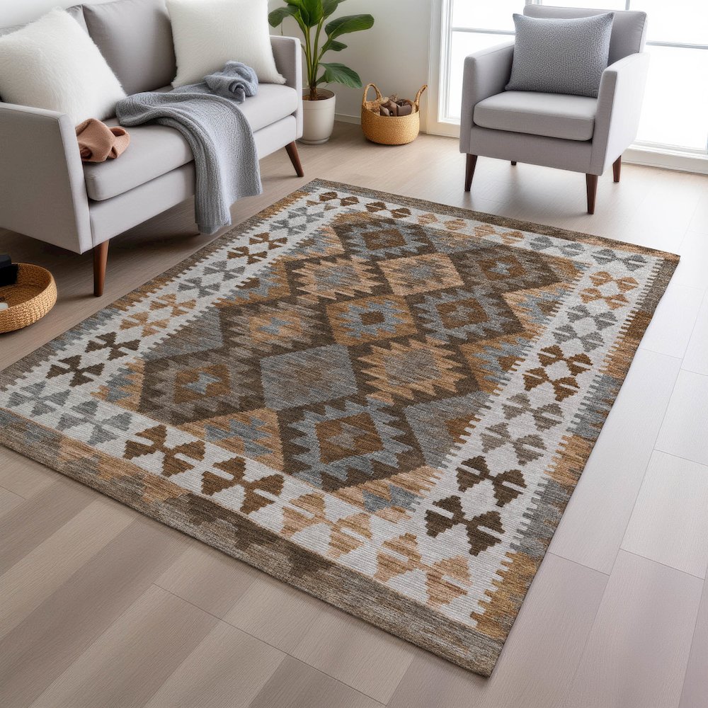 Machine Washable Indoor/Outdoor Chantille Copper 8' x 10' Rug