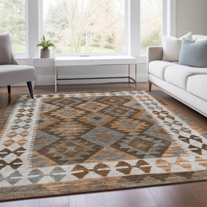 Machine Washable Indoor/Outdoor Chantille Copper 8' x 10' Rug