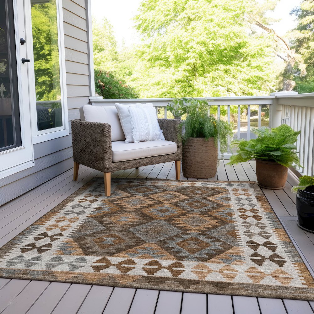 Machine Washable Indoor/Outdoor Chantille Copper 8' x 10' Rug