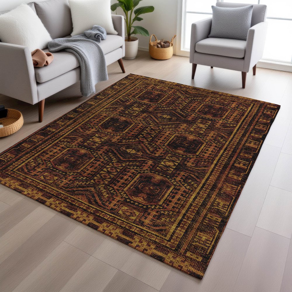 Machine Washable Indoor/Outdoor Chantille Paprika 8' x 10' Rug