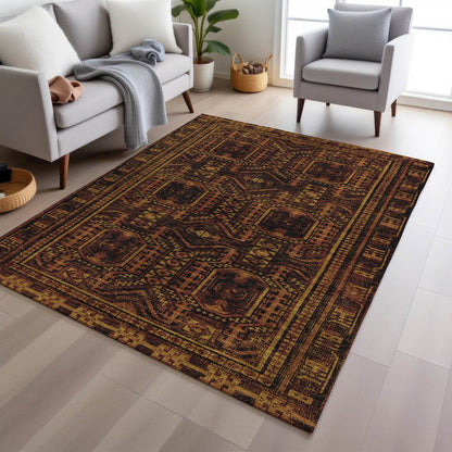 Machine Washable Indoor/Outdoor Chantille Paprika 8' x 10' Rug