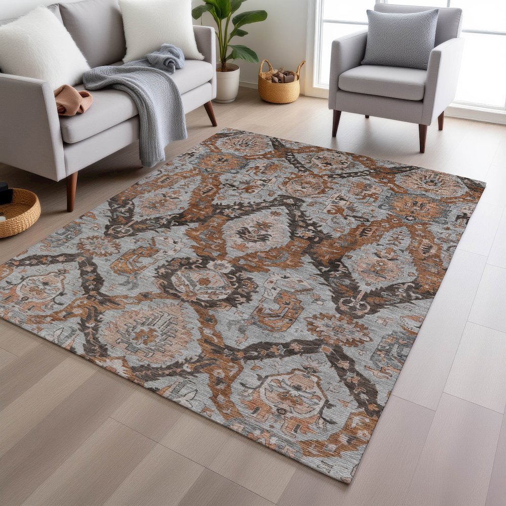 Machine Washable Indoor/Outdoor Chantille Paprika 8' x 10' Rug