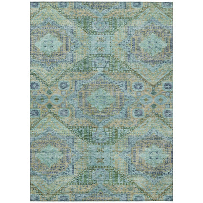 Machine Washable Indoor/Outdoor Chantille Green 8' x 10' Rug
