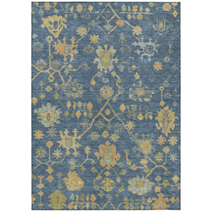 Machine Washable Indoor/Outdoor Chantille Navy 8' x 10' Rug