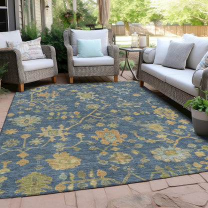 Machine Washable Indoor/Outdoor Chantille Navy 8' x 10' Rug