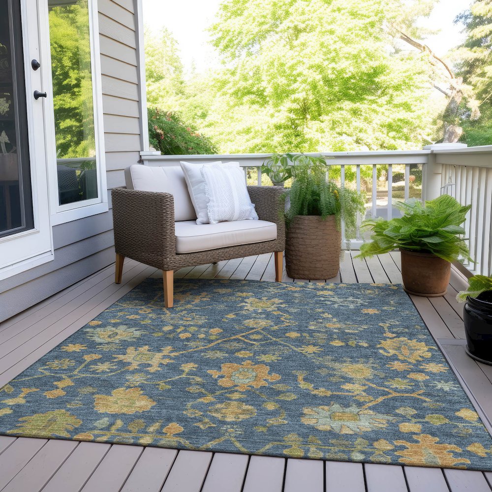 Machine Washable Indoor/Outdoor Chantille Navy 8' x 10' Rug