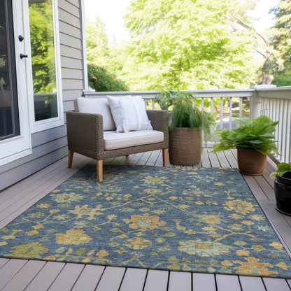 Machine Washable Indoor/Outdoor Chantille Navy 8' x 10' Rug