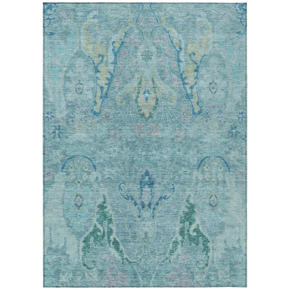 Machine Washable Indoor/Outdoor Chantille Blue 8' x 10' Rug