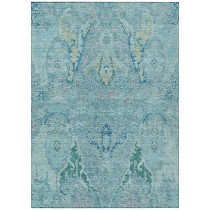 Machine Washable Indoor/Outdoor Chantille Blue 8' x 10' Rug