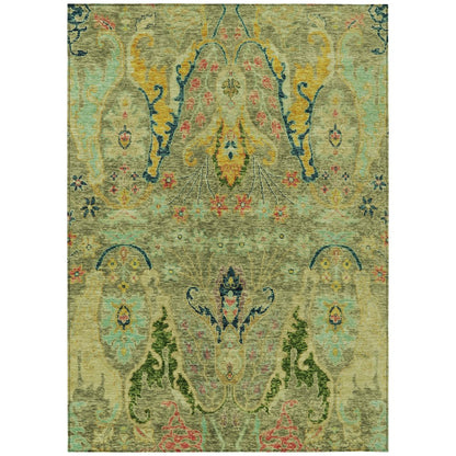 Machine Washable Indoor/Outdoor Chantille Green 8' x 10' Rug