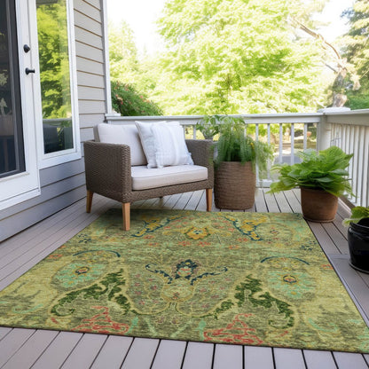 Machine Washable Indoor/Outdoor Chantille Green 8' x 10' Rug