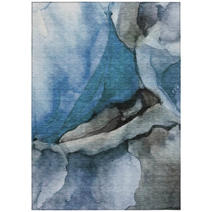 Machine Washable Indoor/Outdoor Chantille Blue 8' x 10' Rug