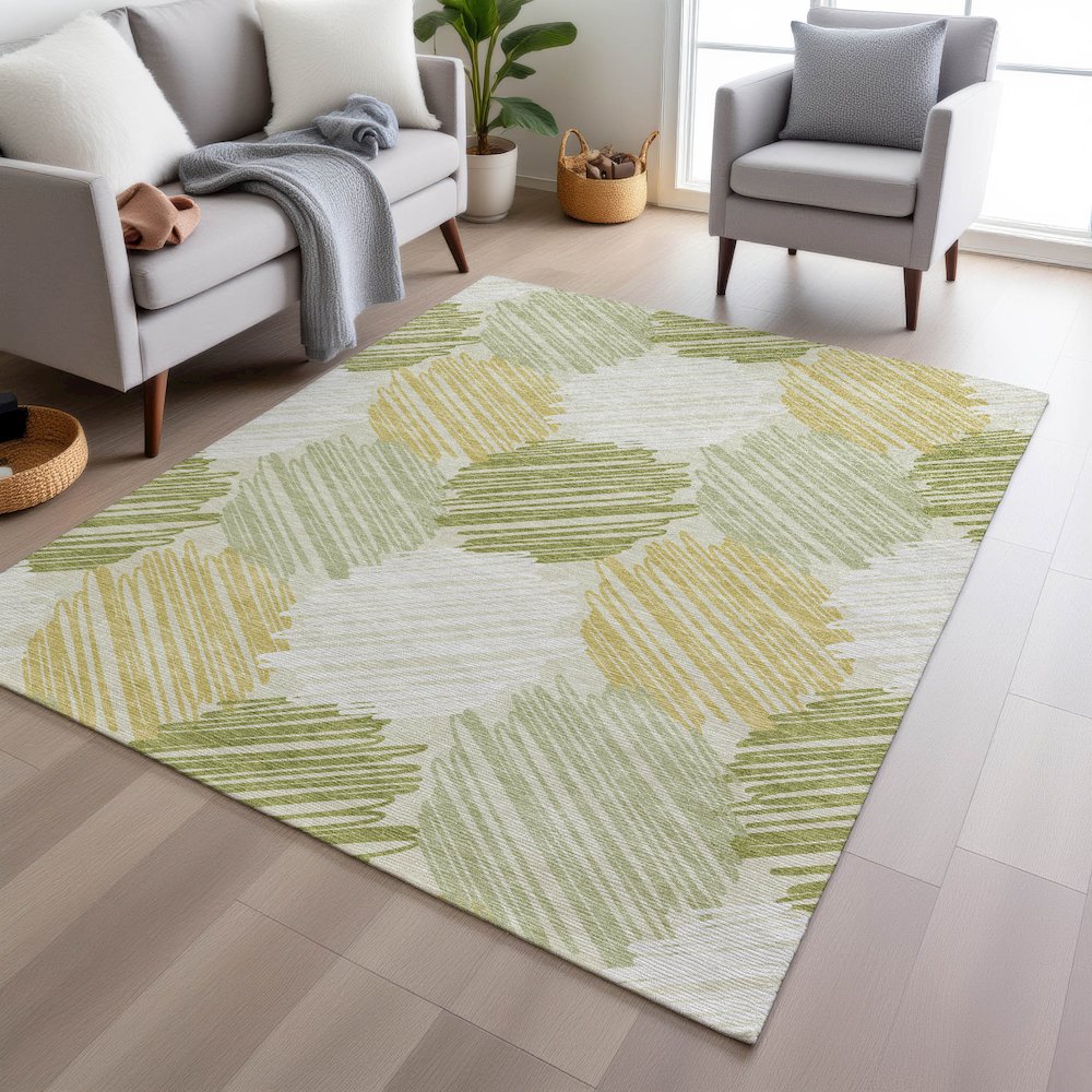 Machine Washable Indoor/Outdoor Chantille Green 8' x 10' Rug
