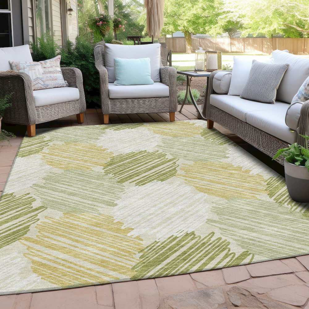 Machine Washable Indoor/Outdoor Chantille Green 8' x 10' Rug