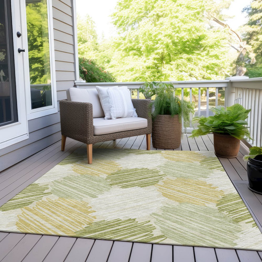 Machine Washable Indoor/Outdoor Chantille Green 8' x 10' Rug