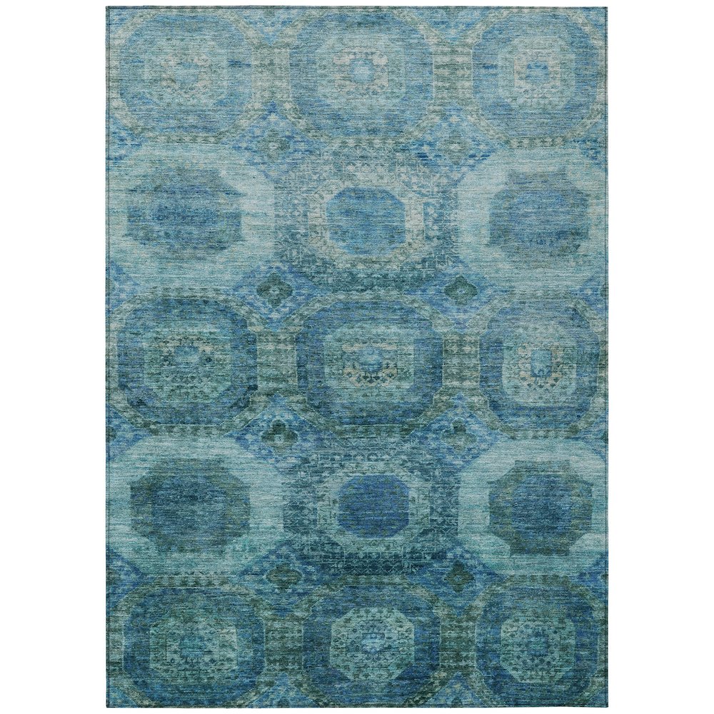 Machine Washable Indoor/Outdoor Chantille Blue 8' x 10' Rug