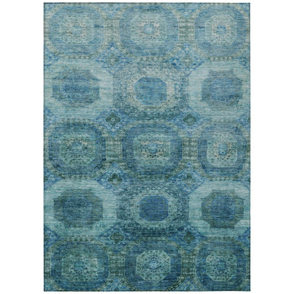 Machine Washable Indoor/Outdoor Chantille Blue 8' x 10' Rug