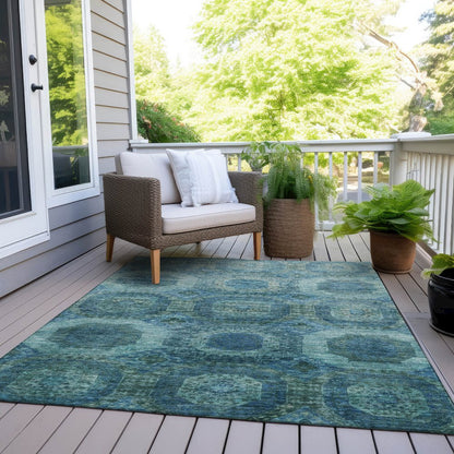 Machine Washable Indoor/Outdoor Chantille Blue 8' x 10' Rug