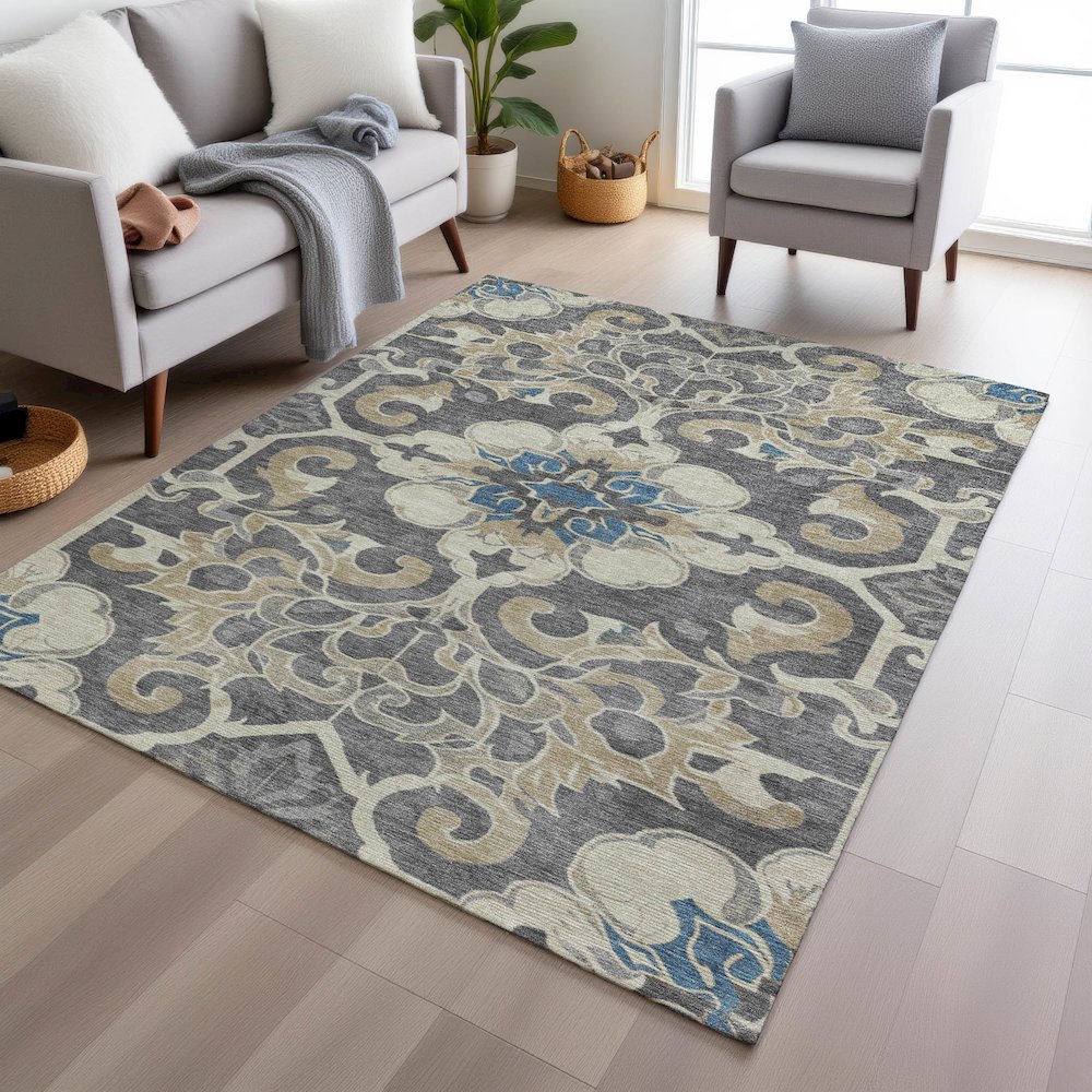 Machine Washable Indoor/Outdoor Chantille Beige 8' x 10' Rug