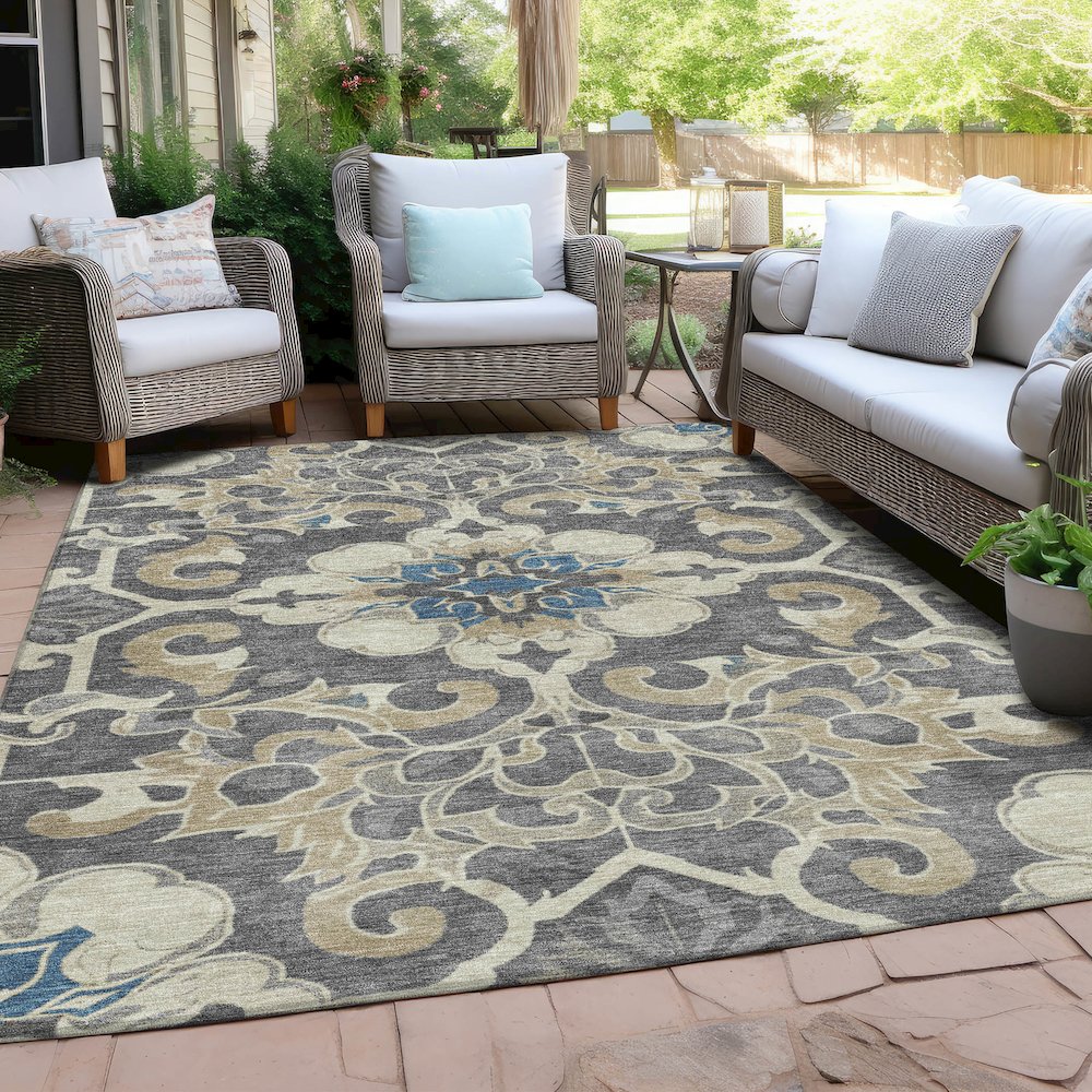 Machine Washable Indoor/Outdoor Chantille Beige 8' x 10' Rug