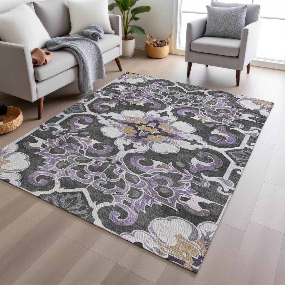 Machine Washable Indoor/Outdoor Chantille Purple 8' x 10' Rug