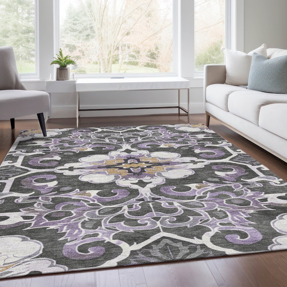 Machine Washable Indoor/Outdoor Chantille Purple 8' x 10' Rug