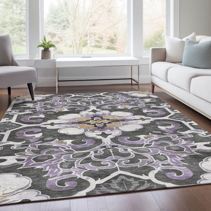 Machine Washable Indoor/Outdoor Chantille Purple 8' x 10' Rug