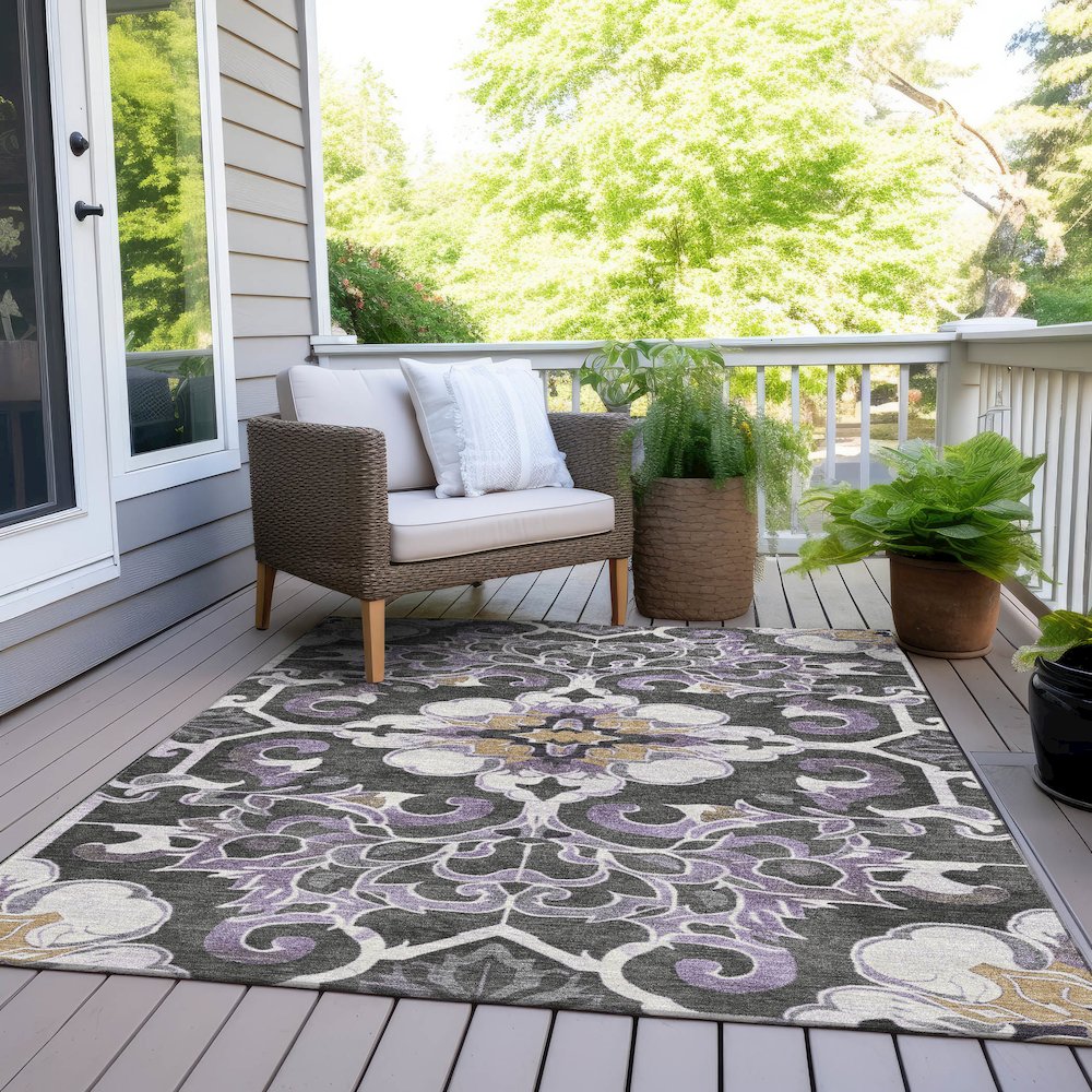 Machine Washable Indoor/Outdoor Chantille Purple 8' x 10' Rug