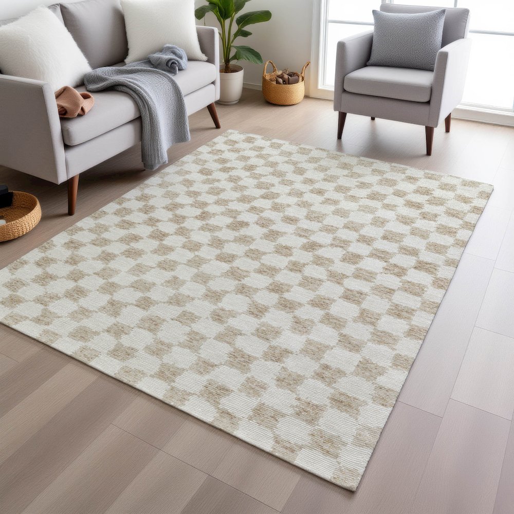 Machine Washable Indoor/Outdoor Chantille Beige 8' x 10' Rug