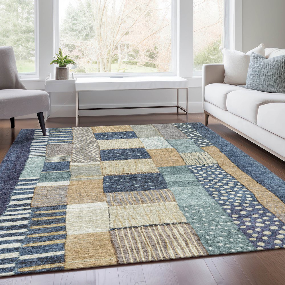 Machine Washable Indoor/Outdoor Chantille Navy 8' x 10' Rug