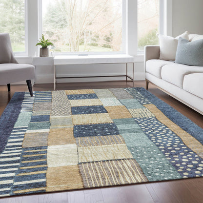 Machine Washable Indoor/Outdoor Chantille Navy 8' x 10' Rug