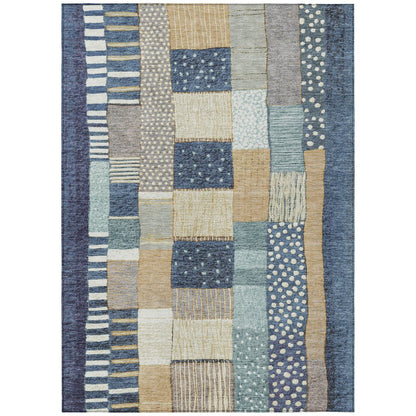 Machine Washable Indoor/Outdoor Chantille Navy 8' x 10' Rug