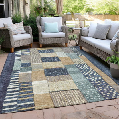 Machine Washable Indoor/Outdoor Chantille Navy 8' x 10' Rug