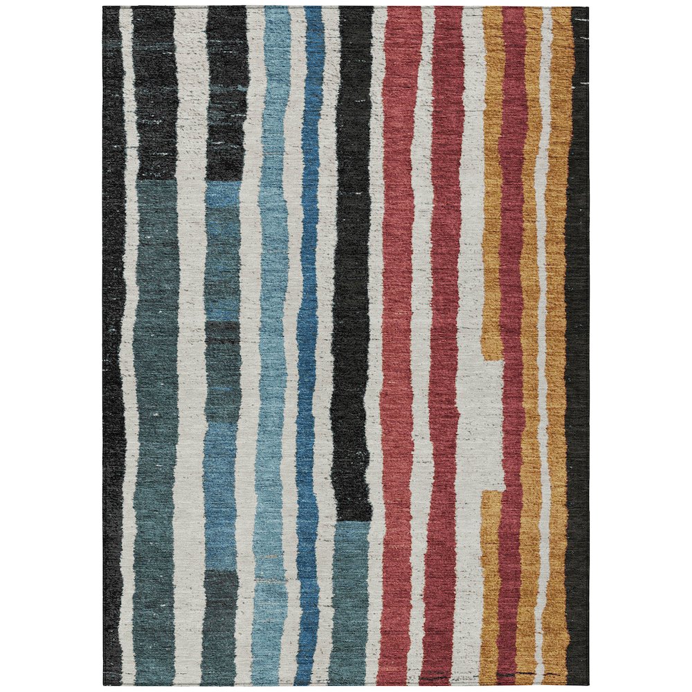 Machine Washable Indoor/Outdoor Chantille Black 8' x 10' Rug