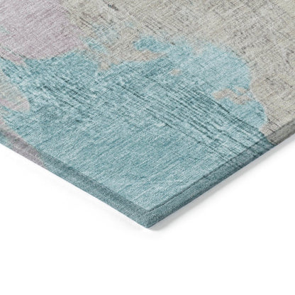 Machine Washable Indoor/Outdoor Chantille Teal 3' x 5' Rug